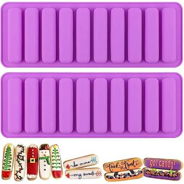 Imagem de Bamutu Formas de silicone com tiras longas em forma de dedo 2 peças - 10 moldes retangulares de barra de cereais de chocolate com cavidades para cubos de gelo, gelatina, bolo, doces, ferramentas de