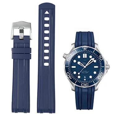 Imagem de Pulseiras de borracha para relógio Omega Seamaster 300 Univeres 007, extremidade curvada sem lacunas, pulseira de relógio de borracha de silicone premium Omega X Swatch Moonswatch de 20 mm e 22 mm