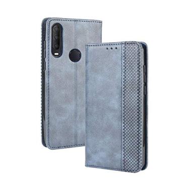 Imagem de Capa para Alcatel 1SE 2020, capa flip carteira com suporte de couro para Alcatel 1SE 2020, capa magnética retrô para celular, capa carteira com compartimentos para cartão