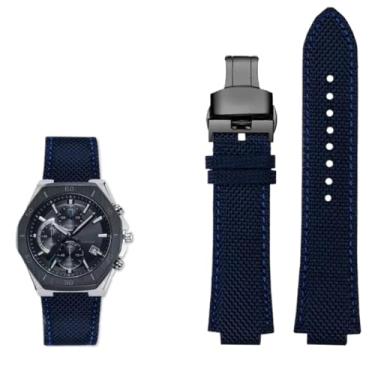Imagem de waillynice Pulseira de relógio inferior de lona de nylon para Casio Edifice Series GST-B400 EFB-680 ECB-10D 26 x 14 pulseira (azul preto)