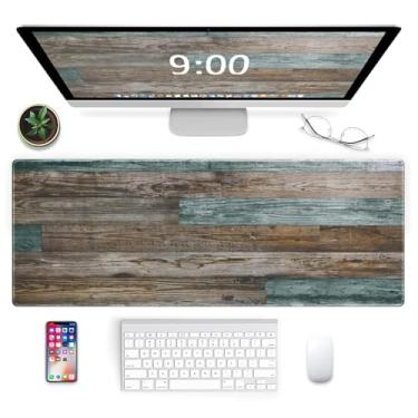 Imagem de Galdas Tapete de mouse para jogos vintage padrão de grão de madeira XXL GG grande tapete de mouse pad longo estendido tapete de mesa tapete de mouse de borracha antiderrapante bordas costuradas