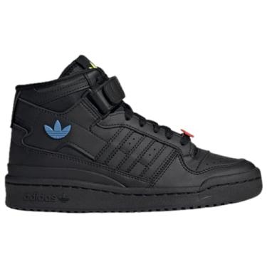 Imagem de adidas Tênis unissex infantil Forum Mid, Núcleo preto/vermelho solar/azul pulsante, 6 Big Kid