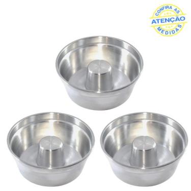 Imagem de Jogo Forma De Bolo Pudim Redonda 3 Assadeiras N 16 18 20 Em Aluminio -