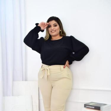 Imagem de Blusa Feminina Plus Size Camisa Social Manga Moda Elegante - Abusada S