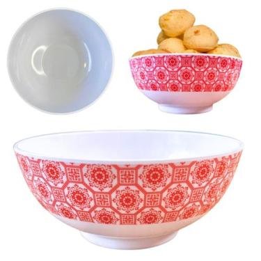 Imagem de Tigela Bowl Pote Melamina Vermelho Decorado Sobremesa 500ml - Sk