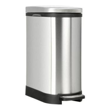 Imagem de Lixeira Estreita 10 Litros Premium 41x21x31cm Cromado Inox  - JHC, Pra