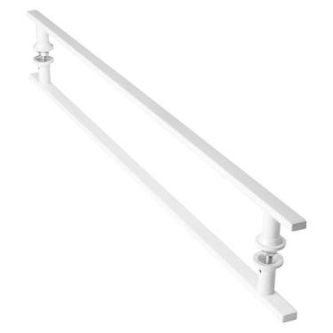Imagem de Puxador De Porta Branco Vidro Pivotante Madeira 80cm M.S - MetalCromo