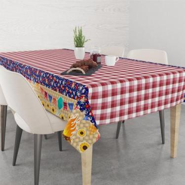 Imagem de Toalha De Mesa Retangular 6 Lugares Tecido Oxford Festa Junina Arraiá 
