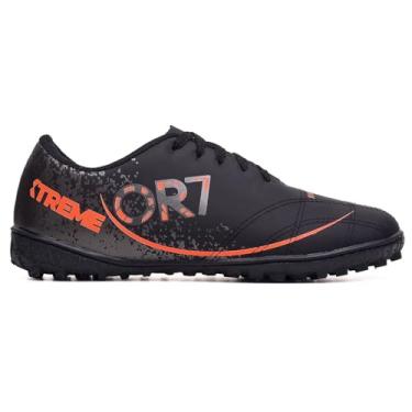 Imagem de Chuteira Society OR7 Topper Dominator (Preto Laranja, BR, Adulto, Numérico, 41)