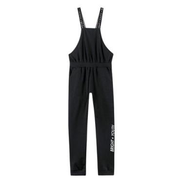 Imagem de Jardineira Longa Infantil Amora Moletinho Menina, Preto, 16A