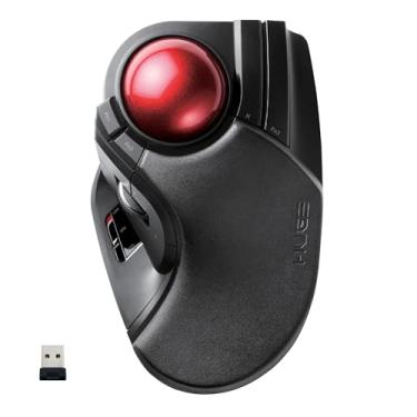 Imagem de ELECOM Mouse Trackball ENORME, 2,4 GHz sem fio, controle de dedo, função de 8 botões, descanso de palma anexado, bola vermelha lisa de 52 mm, Windows11, MacOS (M-HT1DRBK)