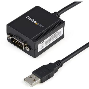 Imagem de StarTech. Adaptador com USB para Serial - 1 porta - Alimentado por USB - Chip FTDI USB UART - DB9 (9 pinos) - Adaptador USB para RS232 (ICUSB2321F), preto