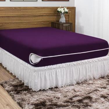 Imagem de Capa De Colchão Queen Casal Em Malha Gel (Helanca) e Zíper Prático - E