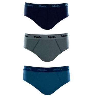 Imagem de Kit 3 Cuecas Slip 100% Algodão Mash - Azul/Cinza, Azul, Cinza, GG