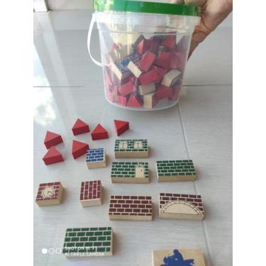 Imagem de Jogo Pequeno Engenheiro Balde 100 Peças Em Mdf - Zaramela