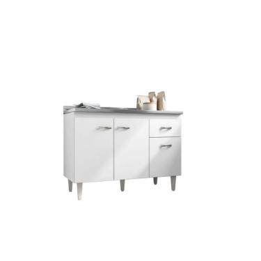 Imagem de Balcão P/ Pia Gabinete Gabriela 120cm 3 Portas 1 Gaveta - AJL Móveis, 