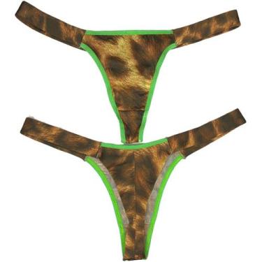 Imagem de Calcinha Fio Duplo Animal Print Neon Luxo Sensual Verde - Patricia Cel
