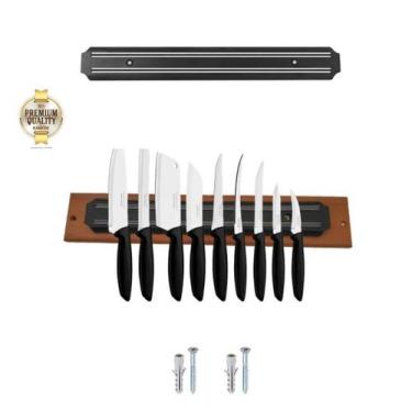 Imagem de Barra Para Facas Ferramentas De Imã Magnética 50cm + Madeira - Fundite