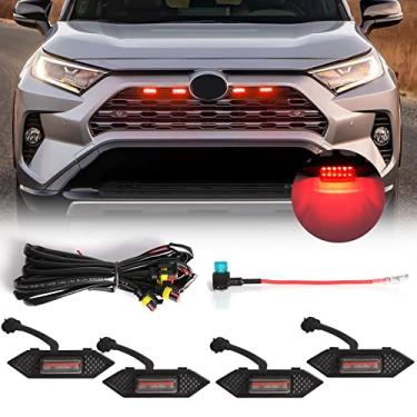Imagem de VGETTING Luzes de grade de LED para Toyota RAV4 2019 2020 2021 2022 luz vermelha para churrasqueira, 4 peças, Plug and Play