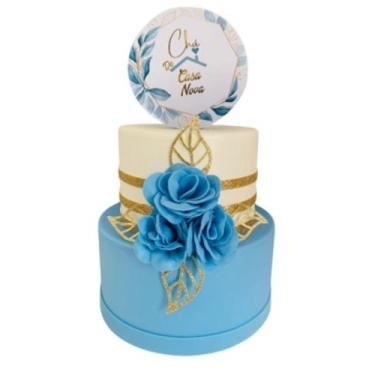 Imagem de Bolo Fake Floral Azul - Catavento Festa dos Sonhos