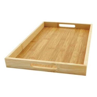 Imagem de Bandeja Retangular Mdf Com Pegadores Alça Para Servir - Kadê