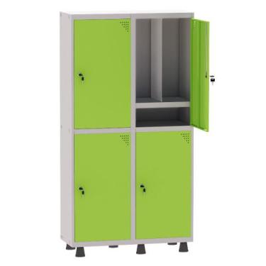 Imagem de Armário Guarda Volume Locker Roupeiro Insalubre 2 Vãos 04 Portas Com P