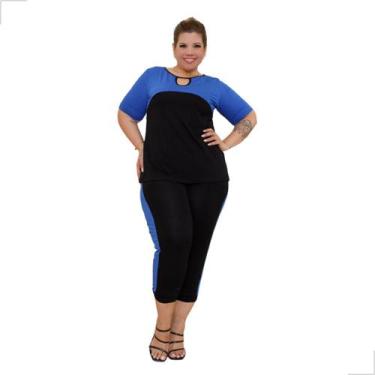 Imagem de Conjunto Feminino Calça E Blusa Manga Curta Plus Size - Rosana Farcait