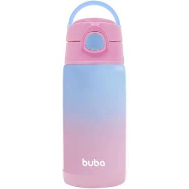 Imagem de Buba Garrafa Térmica Azul e Rosa Com Canudo e Parede Dupla 