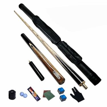 Imagem de Taco de sinuca de madeira de freixo de 147 cm, bastão de sinuca, taco de sinuca profissional para esportes de mesa de sinuca, bar de bilhar de madeira (H taco de sinuca + acessórios + barril de taco,