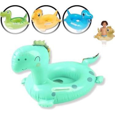 Imagem de Boia Dinossauro Com Alça E Fralda Infantil Piscina Mar (VERDE ÁGUA)
