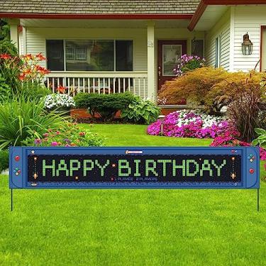 Imagem de Mokonate Grande jogo de vídeo game Happy Birthday Banner Game em decorações de festa de aniversário tema de jogos de aniversário decoração interna ao ar livre para bebês meninos, crianças, 3 x 0,5 m