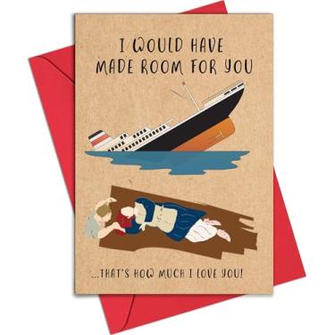 Imagem de HiFulerr Cartão engraçado de dia dos namorados para ele - Cartão comemorativo "I Would Have Made Room for You", cartão de aniversário romântico e bem-humorado, cartão de amor, cartão de aniversário