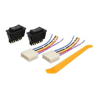 Imagem de A ABSOPRO Interruptor elétrico de janela de 5 pinos com ferramenta de chicote de fios interruptor de controle de janela preto (conjunto de 2)