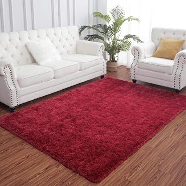 Imagem de AROGAN Tapetes fofos para quarto, sala de estar, tapete para quarto de bebê, crianças, meninas, tapete de pele de pelúcia para sala de jogos, dormitório de 9,5 x 1,5 m, vinho
