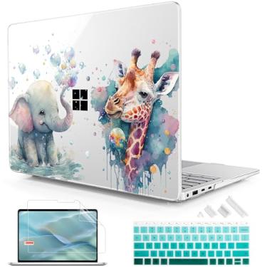 Imagem de Lepeoac Capa para laptop Microsoft Surface de 13,9 polegadas, 2024 Windows 11 Copilot+ PC, tela sensível ao toque da 7ª edição, capa rígida de plástico com capa de teclado e protetor de tela, elefante