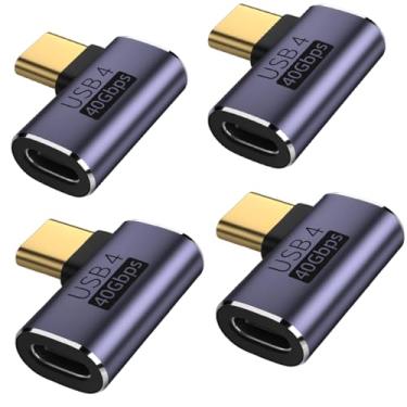 Imagem de ShineeKee Adaptador USB C de 90 graus, 40 Gbps, USB 4.0/Thunderbolt 4, Extensor Macho para Fêmea, Carregamento, Dados, Vídeo e Áudio, Compatível com Vários Dispositivos USB C