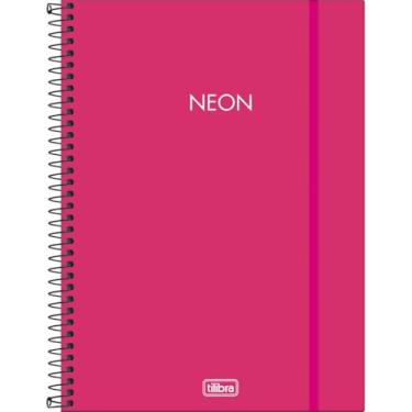 Imagem de Tilibra - Neon Caderno Universitário com Espiral e Capa Plástica, Rosa, 80 Folhas
