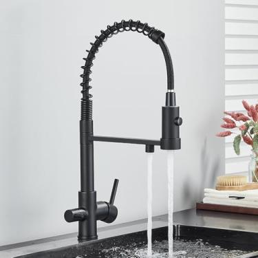 Imagem de Torneira de cozinha de água filtrada, preto fosco, misturador de água fria e quente, purificação de água, torneira de pia com filtro, preto fosco