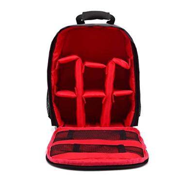 Imagem de Mochila Pequena para Câmera DSLR, à Prova D'água, Zíper Duplo, Capa de Chuva, Fivela Ajustável, Leve, para Fotografia Ao Ar Livre (Vermelho)