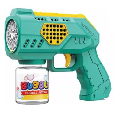 Imagem de Lança Bolha de Sabão Automática Luz LED Pistola Máquina de Bolhas Brinquedo de Verão para Presente Dia das Crianças Aniversário Casamento Festa (Azul)