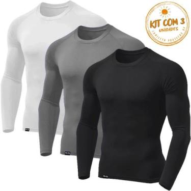 Imagem de Kit com 3 Camisetas Masculinas Térmica Segunda Pele com Proteção UV Te