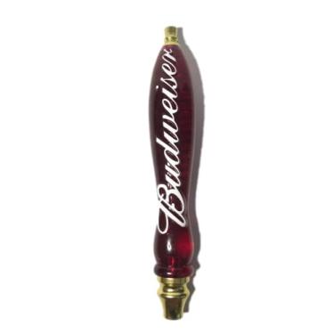 Imagem de Budweiser Torneira estilo Beer Pub - acrílico vermelho com letras brancas em relevo e base prateada - 30 cm de altura