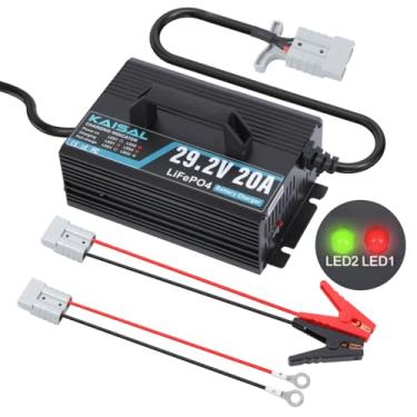 Imagem de KAISAL Carregador De Bateria De Lítio 24V 20A Carregador De Bateria Lifepo4 29,2V Carregador De Lítio De 24 Volts Carregador De Despertar Lifepo4 0V Com Indicadores, 2 Conectores Para Bateria Lifepo