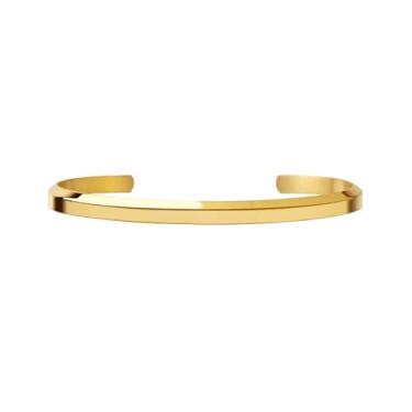 Imagem de Bracelete dourado ajustável Aço Inoxidável Hipoalergênico com banho em Ouro 18k