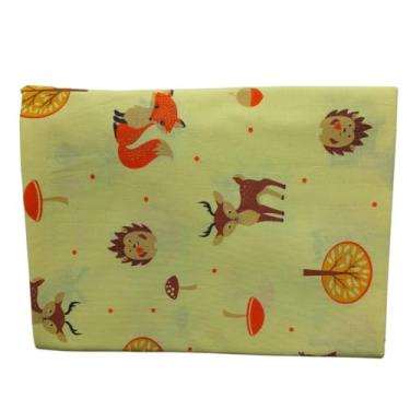 Imagem de Lençol Bebe Berço Americano Mini Cama Menina Menino Neutro 100% algodão percal (Animais do Bosque Amarelo)