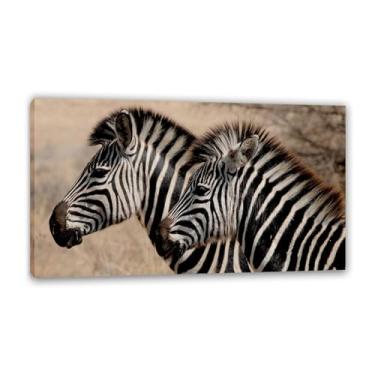 Imagem de Quadros em tela branca e preta animais decoração de parede, imagine retro della fauna selvática Due zebre, modernos mural fotos para sala de estar, quarto, casa de banho, sala de jantar, 70 x 120 cm