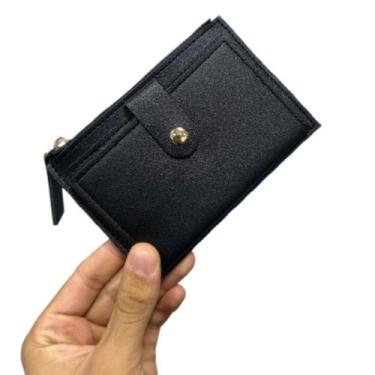 Imagem de Carteira Feminina Minimalista De Couro Pequena Porta Cartão - Genérico