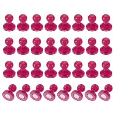 Imagem de PATIKIL 32 peças de pinos de ímãs, 0,8 x 0,6 ímãs fortes de geladeira quadro branco magnético tachinhas decorativas para geladeira Locker calendário escritório, vermelho