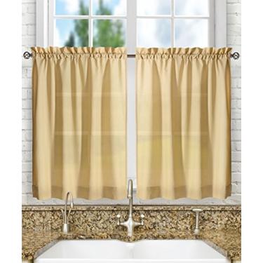 Imagem de Cortina Ellis Stacey transparente sob medida par cortinas de cortina, 142 cm x 91 cm, amêndoa