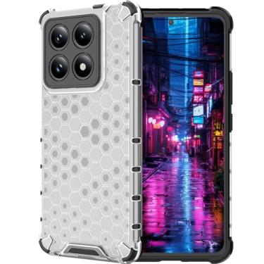 Imagem de Ephoou Capa transparente para Xiaomi 14 T, não amarela, antiarranhões, fina, colmeia à prova de choque, capa de proteção para Xiaomi 14T, branco transparente